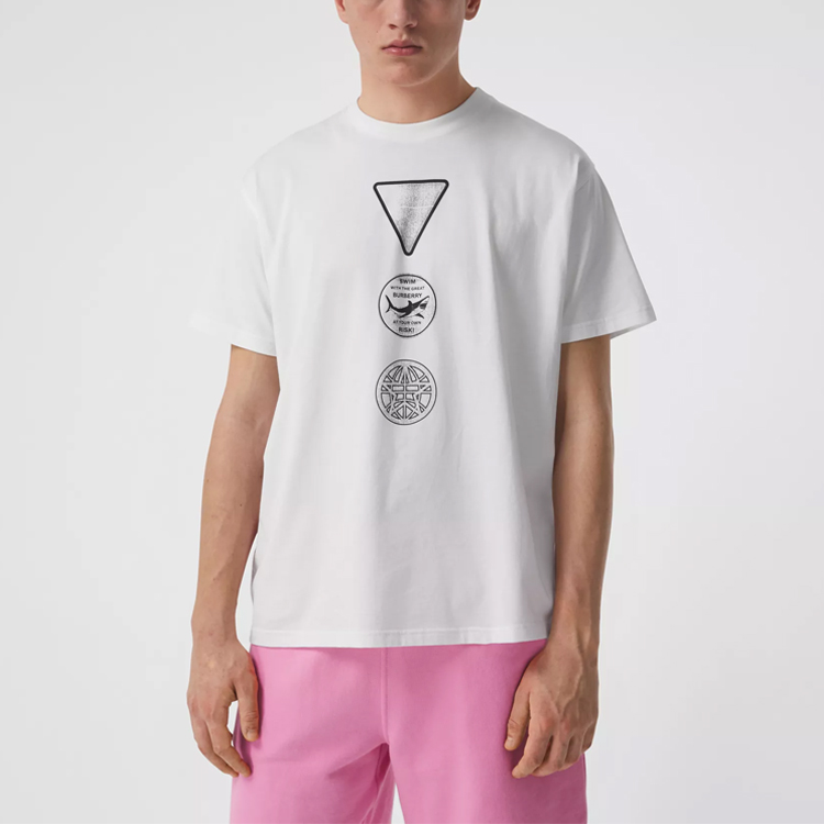 Burberry SS21 Badge Print Loose Fit Crewneck T-Shirt White Men’s Tee. 80427231 圖 4