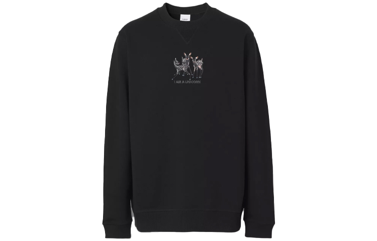 Burberry SS21 Black Crewneck Printed Long Sleeve Sweatshirt 80426891