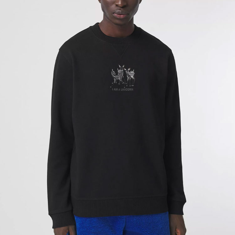 Shop Burberry SS21 黑色圓領印花長袖套頭衫 80426891