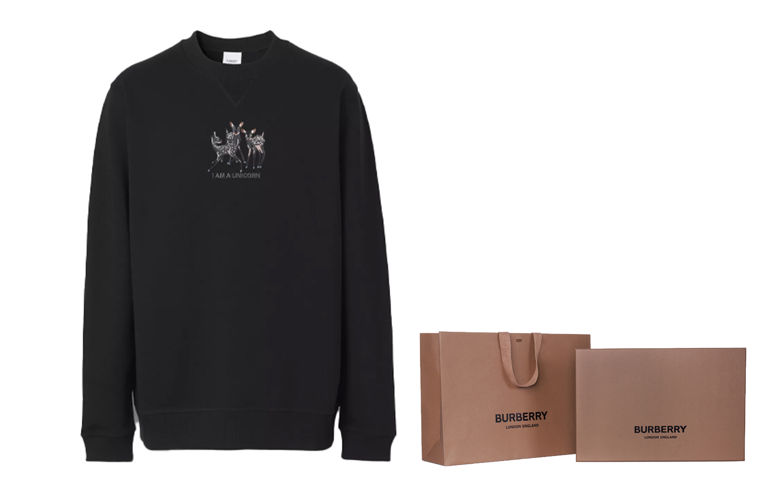 Sizing Burberry SS21 黑色圓領印花長袖套頭衫 80426891