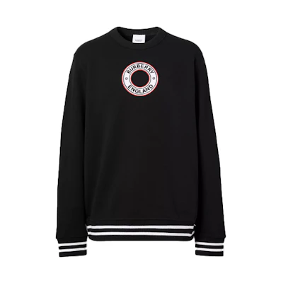 Burberry SS21 Black Logo Stripe Knit Crewneck Sweatshirt 80379821