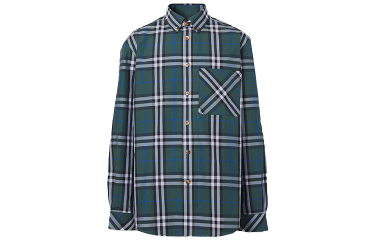 Burberry SS21 Check Cotton Poplin Shirt Forest Green . 80415231 圖 2