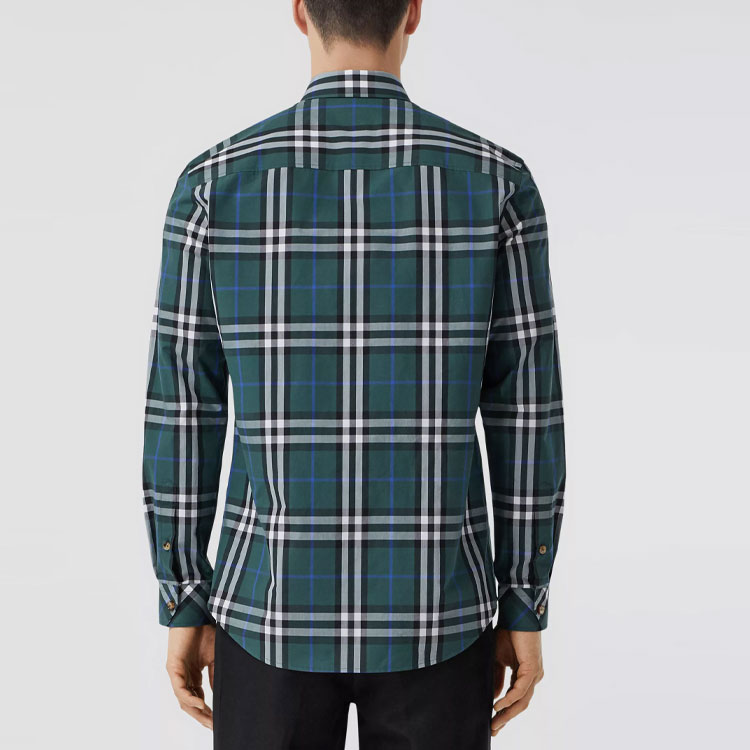 Burberry SS21 Check Cotton Poplin Shirt Forest Green . 80415231 圖 4