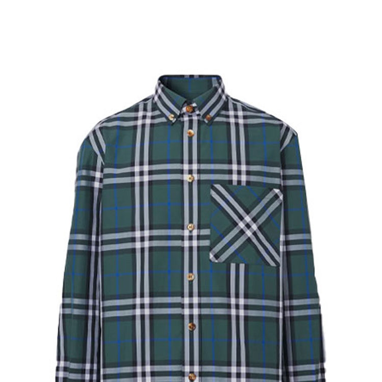Burberry SS21 Check Cotton Poplin Shirt Forest Green . 80415231 圖 6