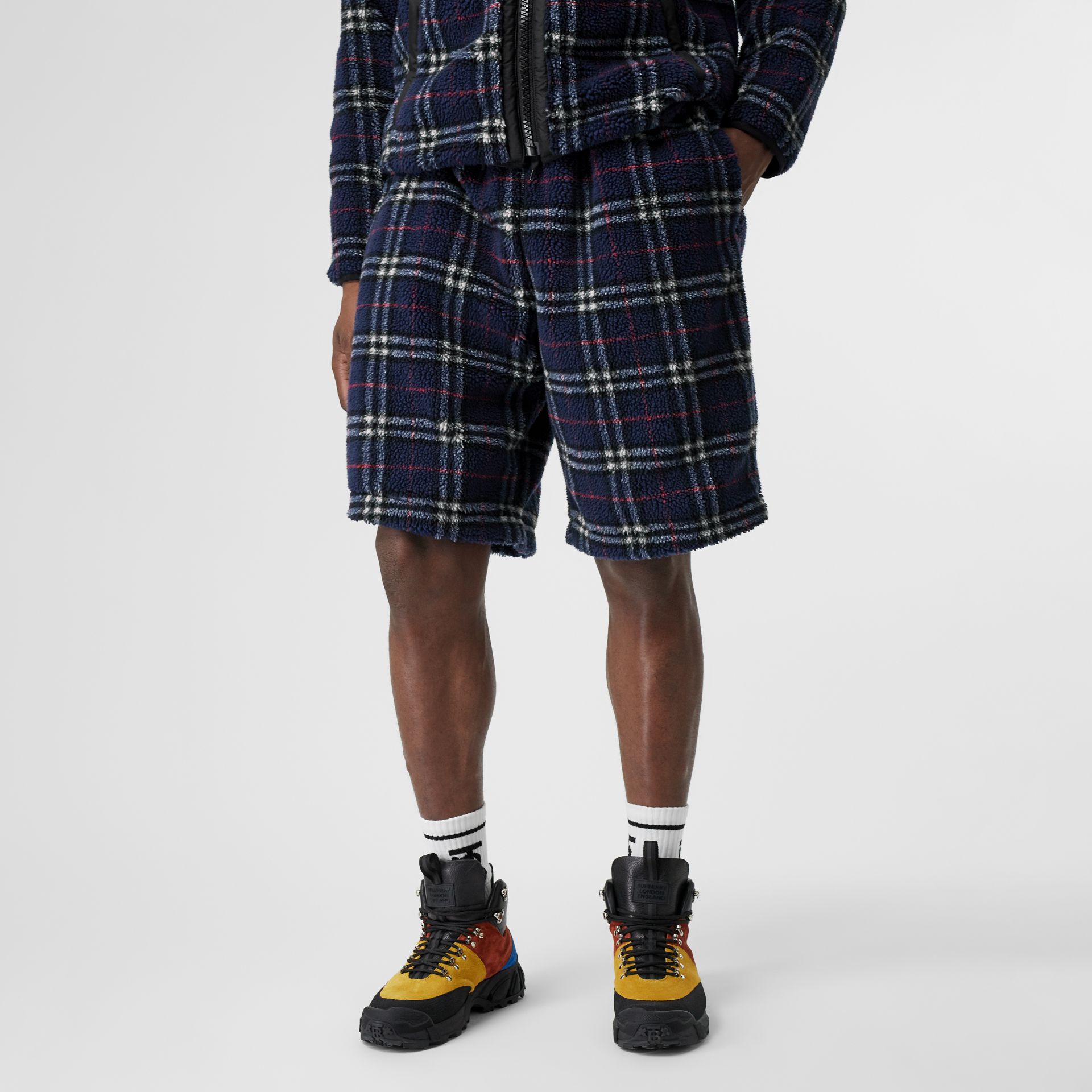 Burberry SS21 Check Drawstring Casual Shorts Navy Blue . 80163801 圖 4