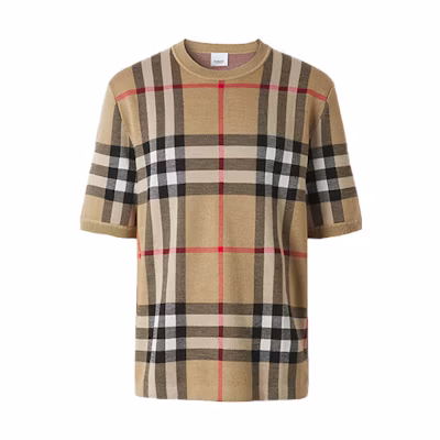 Burberry SS21 Check Jacquard Short Sleeve T-Shirt Beige. 80435711