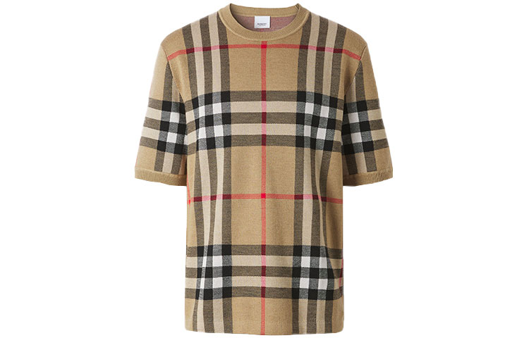 Order Burberry SS21 T-Shirt Lengan Pendek Corak Jacquard Beige. 80435711