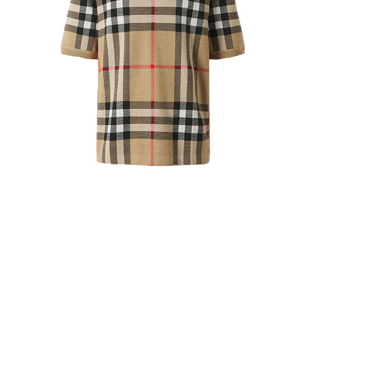 Sizing Burberry SS21 T-Shirt Lengan Pendek Corak Jacquard Beige. 80435711