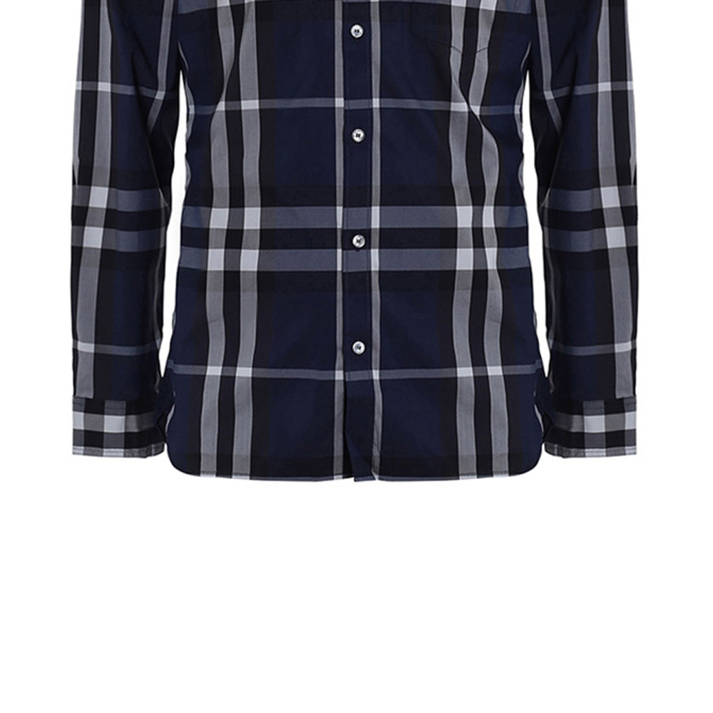 Details for Burberry Kemeja Lengan Panjang Kotak SS21 Biru Tua 39544941