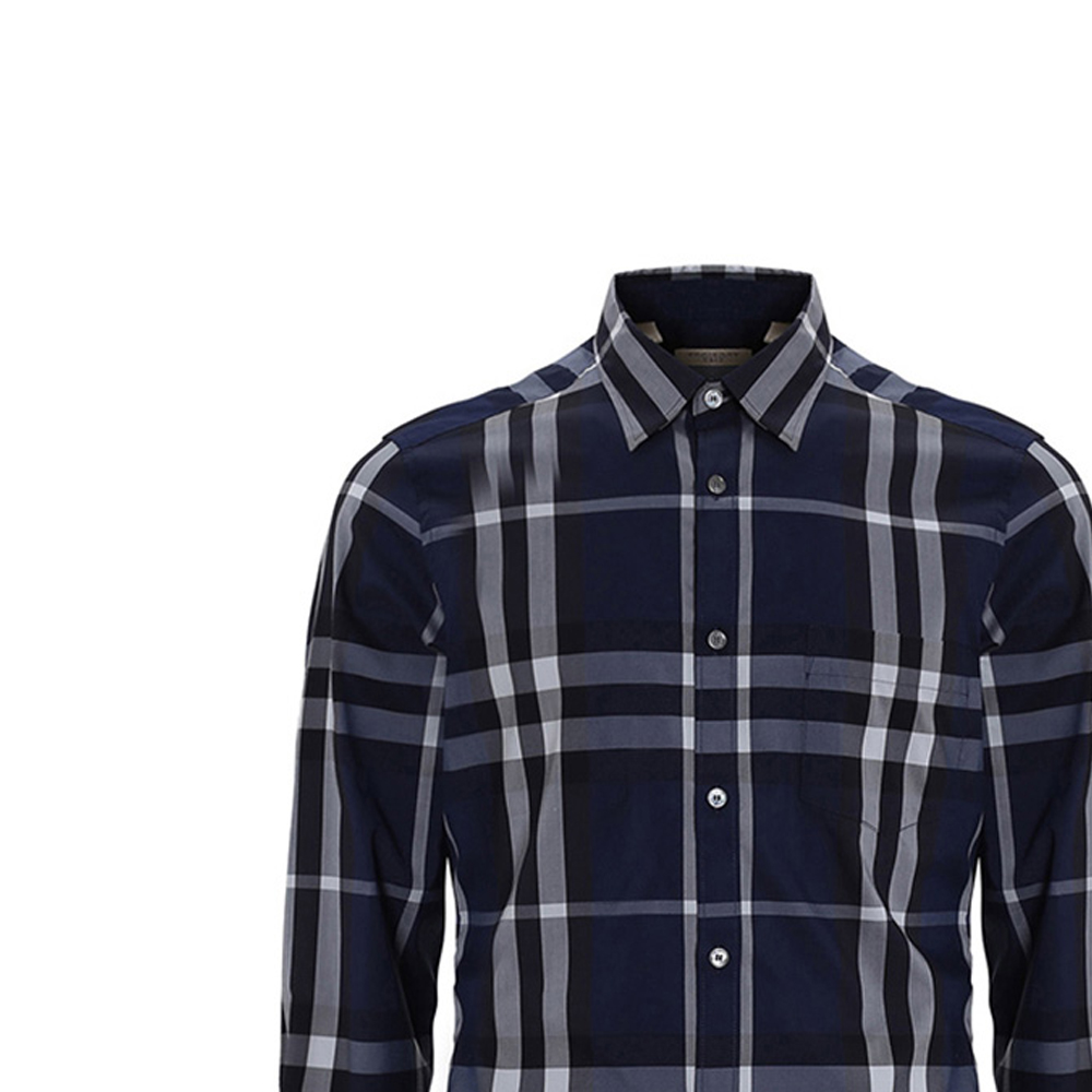 Sizing Burberry Kemeja Lengan Panjang Kotak SS21 Biru Tua 39544941