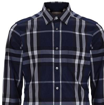 Burberry Kemeja Lengan Panjang Kotak SS21 Biru Tua 39544941 Sizing Burberry Kemeja Lengan Panjang Kotak SS21 Biru Tua 39544941