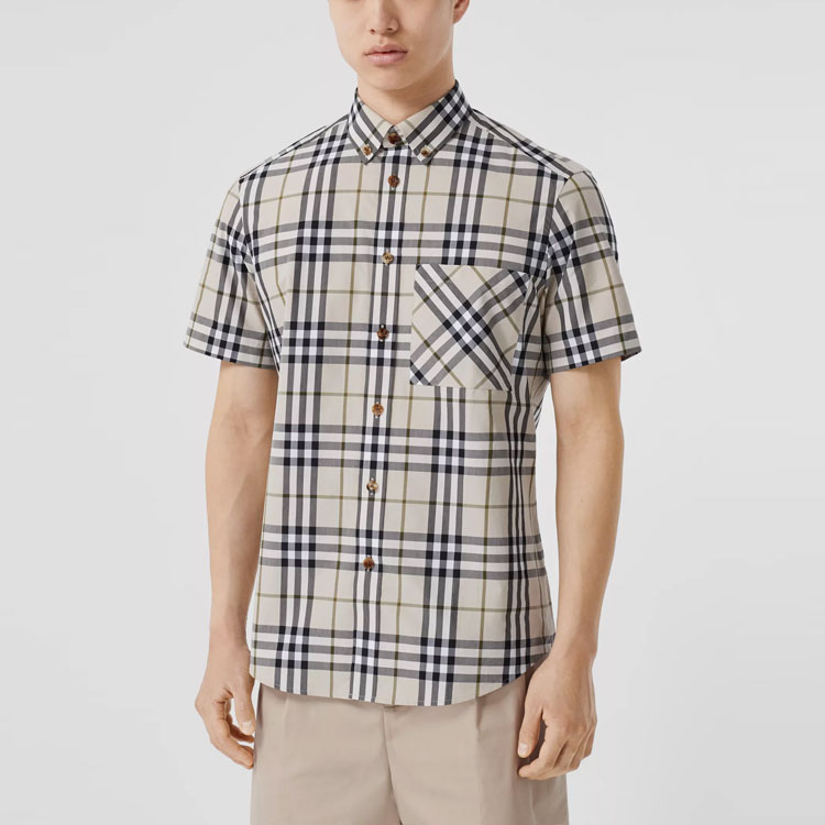 Burberry SS21 Check Print Long Sleeve Shirt Soft Khaki Brown 80433351 圖 3