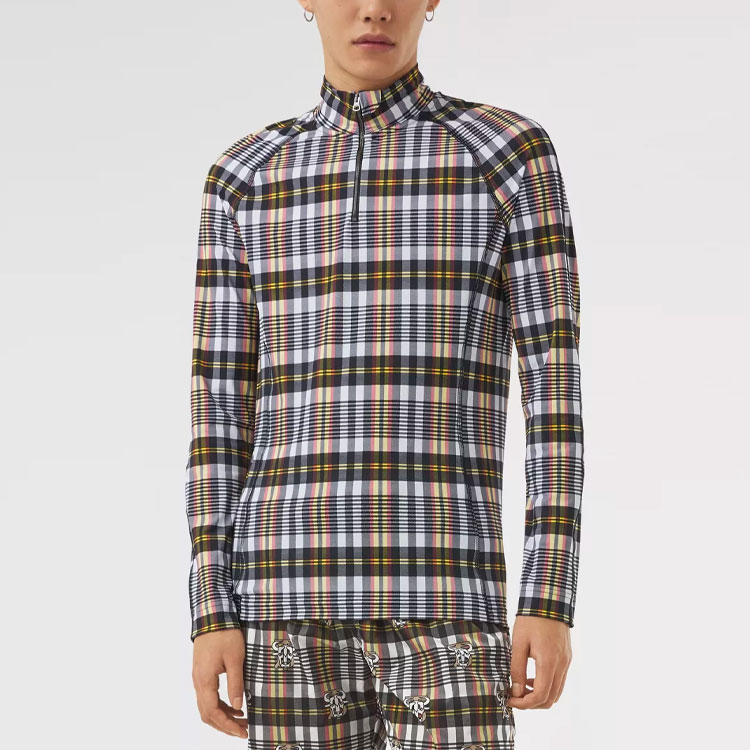 Purchase 버버리 SS21 체크 프린트 지퍼 롱슬리브 티 마리골드 옐로우 유니섹스 80378501