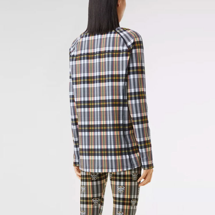 Cheap 버버리 SS21 체크 프린트 지퍼 롱슬리브 티 마리골드 옐로우 유니섹스 80378501