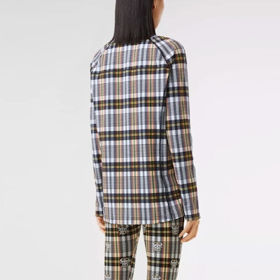 버버리 SS21 체크 프린트 지퍼 롱슬리브 티 마리골드 옐로우 유니섹스 80378501 Cheap 버버리 SS21 체크 프린트 지퍼 롱슬리브 티 마리골드 옐로우 유니섹스 80378501