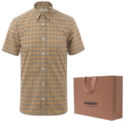 Camisa de Manga Corta Cuadros Burberry SS21 Caqui. 80038521 Shop Camisa de Manga Corta Cuadros Burberry SS21 Caqui. 80038521