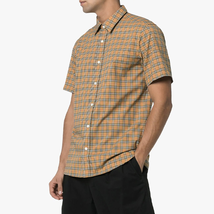 Details for Camisa de Manga Corta Cuadros Burberry SS21 Caqui. 80038521