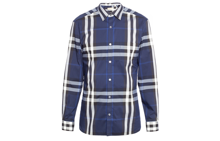 Burberry SS21 Classic Check Pocket Long Sleeve Shirt Deep Blue 40234821