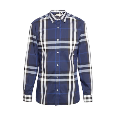 Burberry SS21 Classic Check Pocket Long Sleeve Shirt Deep Blue 40234821