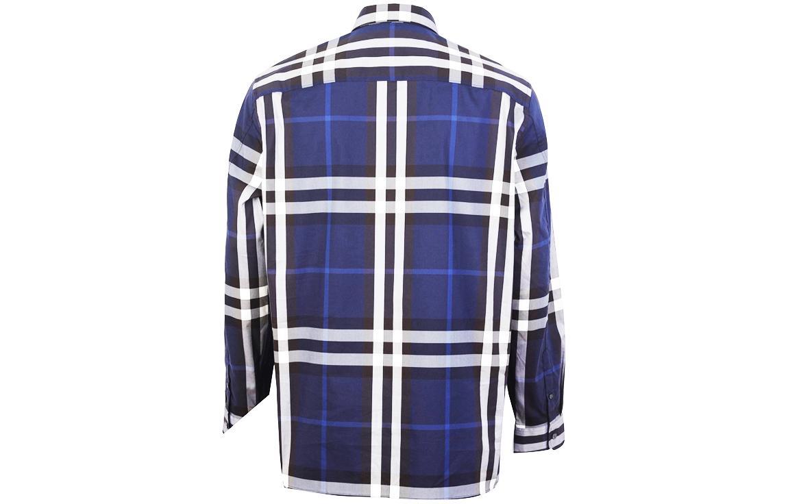 Lookbook Kemeja Lengan Panjang Burberry SS21 Classic Check Saku Biru Tua 40234821