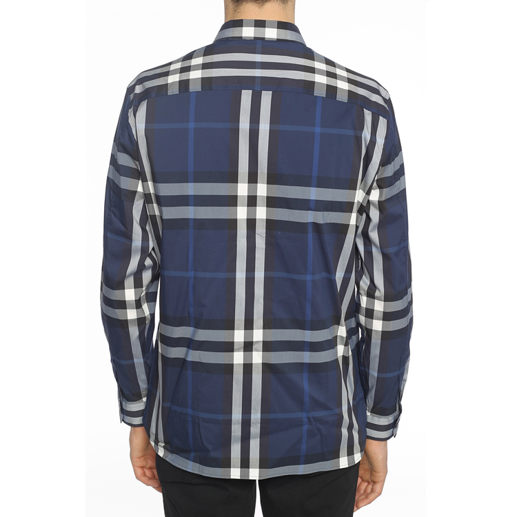 Details for Kemeja Lengan Panjang Burberry SS21 Classic Check Saku Biru Tua 40234821