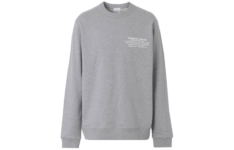 Burberry SS21 Coordinate Letter Monogram Cotton Sweatshirt Grey 80427521