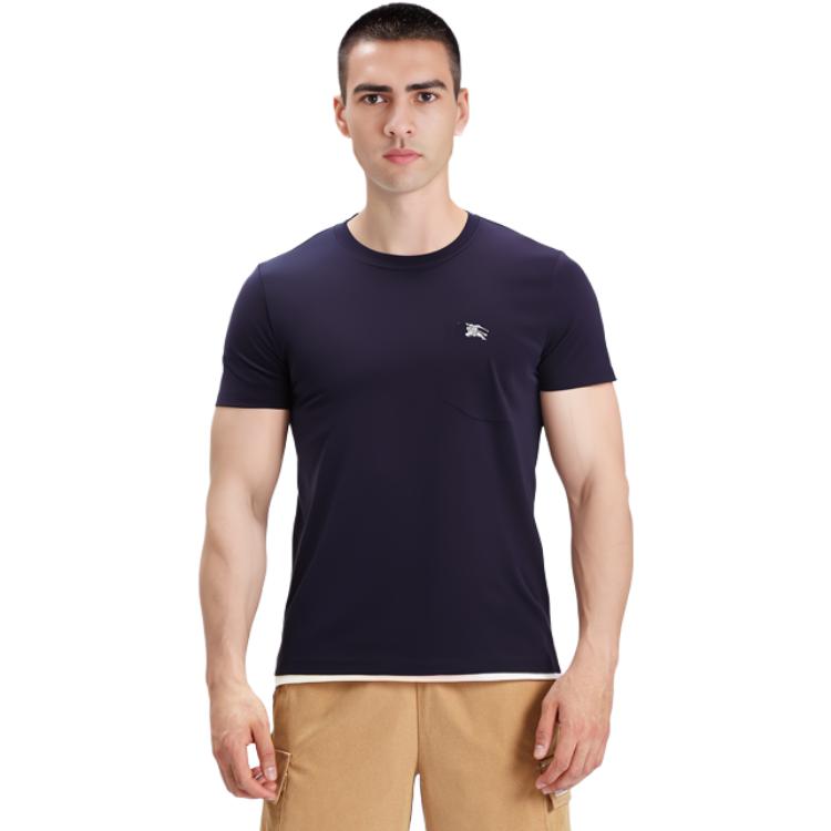 Burberry SS21 Crest Logo Crewneck T-Shirt in Dark Blue 80277201 圖 6
