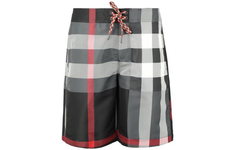 Burberry SS21 Gray Low-Waist Check Print Drawstring Shorts Casual. 80226481