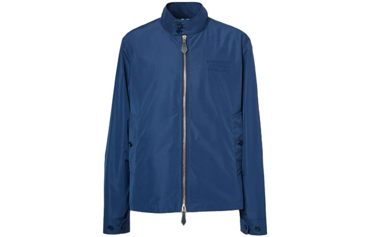 Burberry SS21 Harrington Jacket with Logo Patch in Navy Check. 80385771