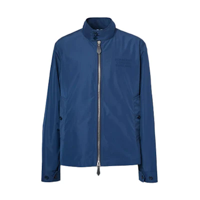 Burberry SS21 Harrington Jacket with Logo Patch in Navy Check. 80385771