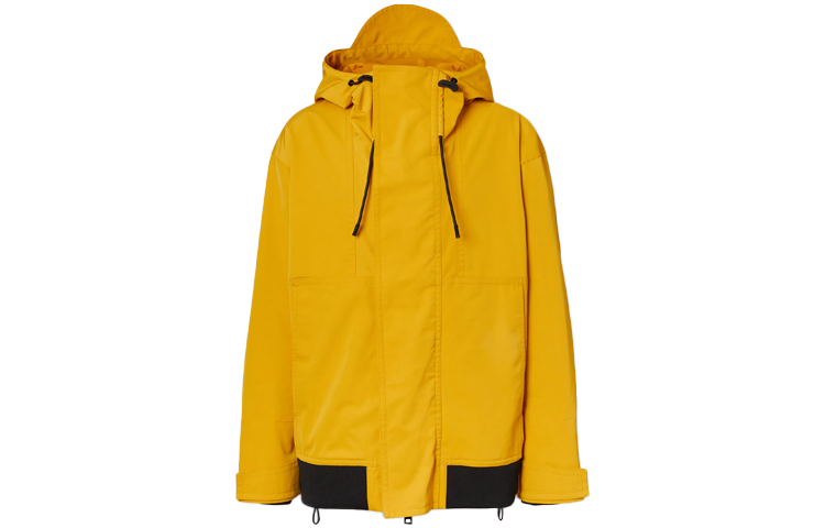 Burberry SS21 Hooded Satin Jacket with Logo Patch in Bright Ochre 80385411