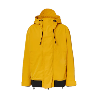 Burberry SS21 Hooded Satin Jacket with Logo Patch in Bright Ochre 80385411