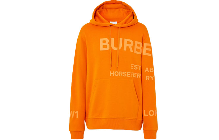 Burberry SS21 Horseferry Logo Print Cotton Hoodie Men’s Deep Orange 80407281