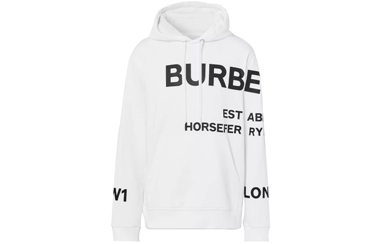Burberry SS21 Letter Pattern Loose Hoodie White - 80407291