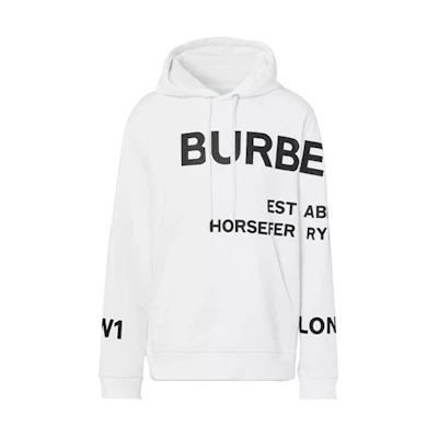Burberry SS21 Letter Pattern Loose Hoodie White - 80407291