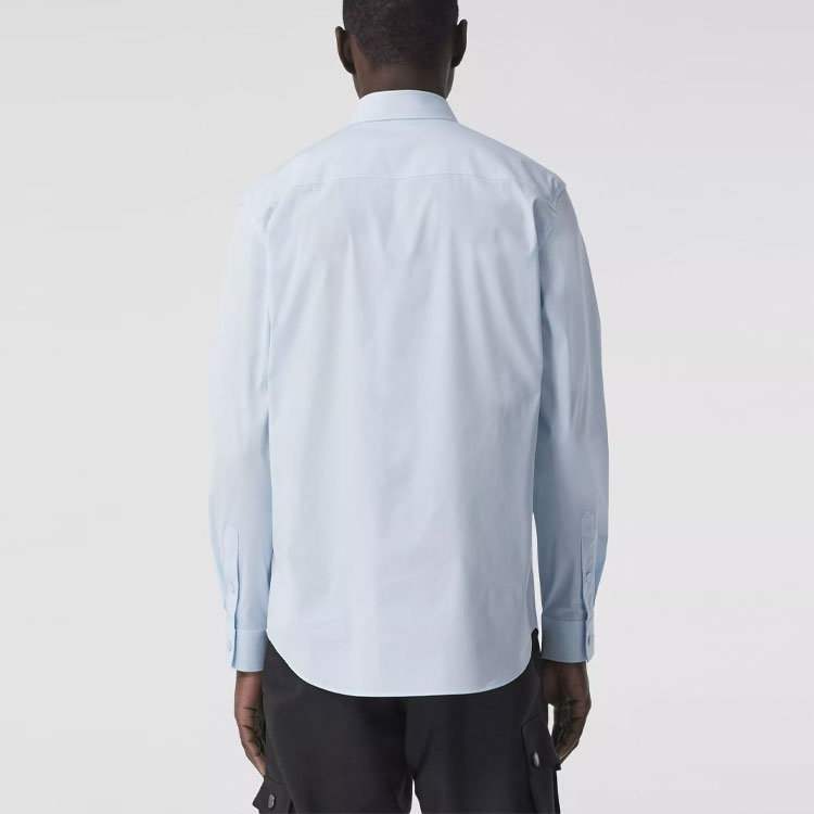 Burberry SS21 Light Blue Logo Embroidered Cotton Long Sleeve Shirt. 80430611 圖 4