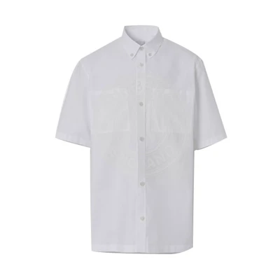 Burberry SS21 Logo Cotton Short Sleeve Relaxed Shirt White 80433291