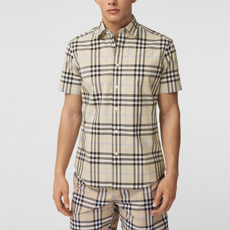 Burberry SS21 Logo Plaid Short Sleeve Shirt Light Almond. 80386641 圖 3