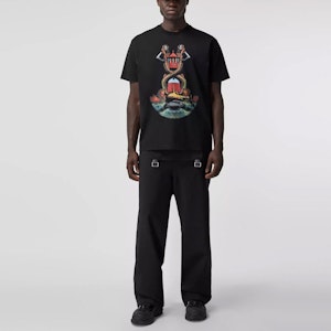 Burberry 2021春夏美人魚印花寬鬆版棉質T恤 黑色 80406831 Shop Burberry 2021春夏美人魚印花寬鬆版棉質T恤 黑色 80406831