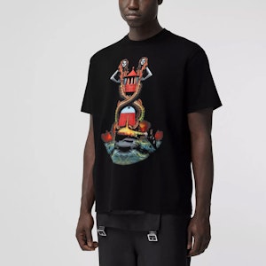 Burberry 2021春夏美人魚印花寬鬆版棉質T恤 黑色 80406831 Purchase Burberry 2021春夏美人魚印花寬鬆版棉質T恤 黑色 80406831