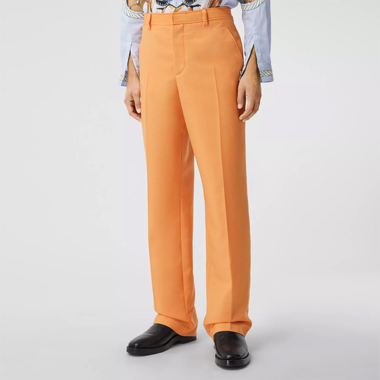 Purchase Burberry SS21 Seluar Kain Mohair Campuran Wide-Leg Jingga 45672251