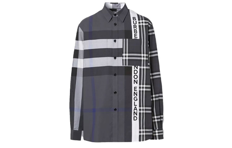 Burberry SS21 Oversized Check Pattern Shirt Grey Black 80339331 圖 2