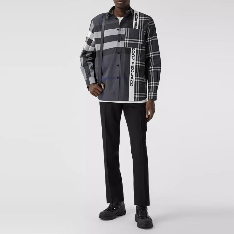 Burberry SS21 Oversized Check Pattern Shirt Grey Black 80339331 圖 4