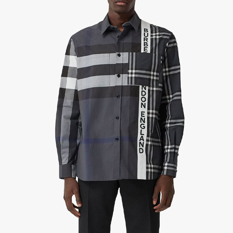 Burberry SS21 Oversized Check Pattern Shirt Grey Black 80339331 圖 5