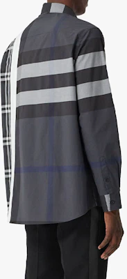 バーバリー SS21 オーバーサイズ チェック柄シャツ グレー ブラック 80339331 Details for バーバリー SS21 オーバーサイズ チェック柄シャツ グレー ブラック 80339331