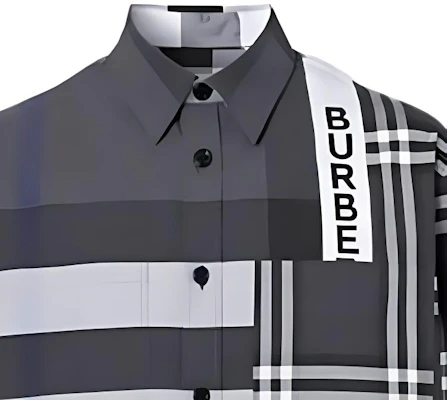 バーバリー SS21 オーバーサイズ チェック柄シャツ グレー ブラック 80339331 Cheap バーバリー SS21 オーバーサイズ チェック柄シャツ グレー ブラック 80339331