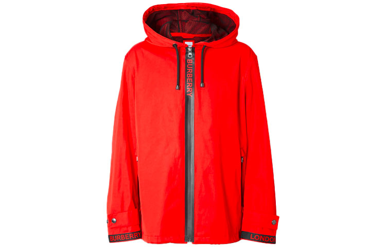 Burberry SS21 Red Hooded Zip Jacket 80140641