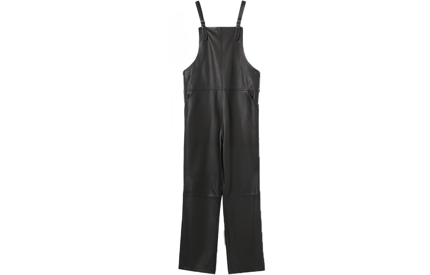 Burberry SS21 Shark Fin Leather Jumpsuit Black 45682671