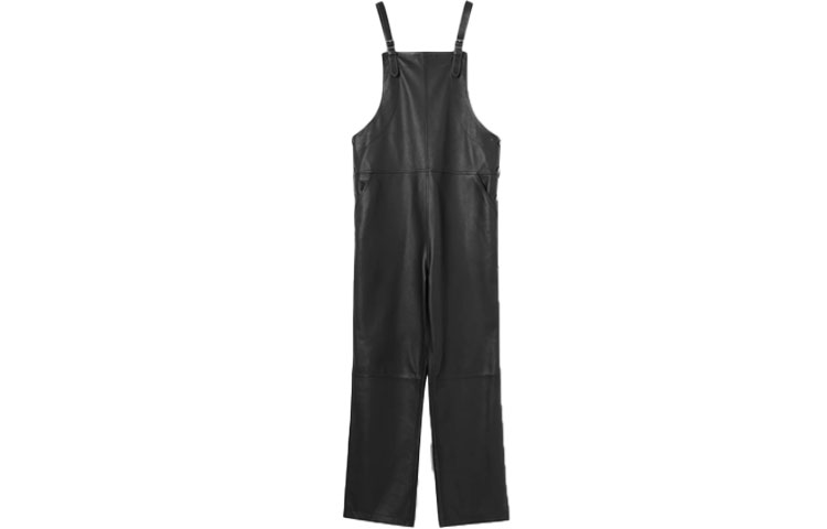 Order Burberry SS21 Shark Fin Leather Jumpsuit Black 45682671