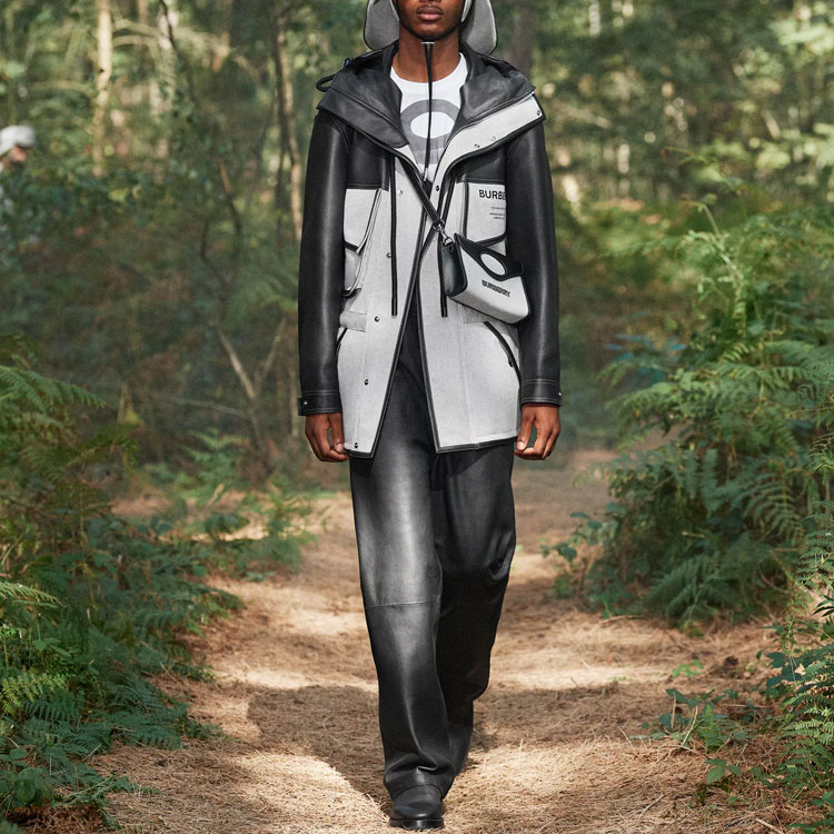 Lookbook Burberry SS21 Shark Fin Leather Jumpsuit Black 45682671